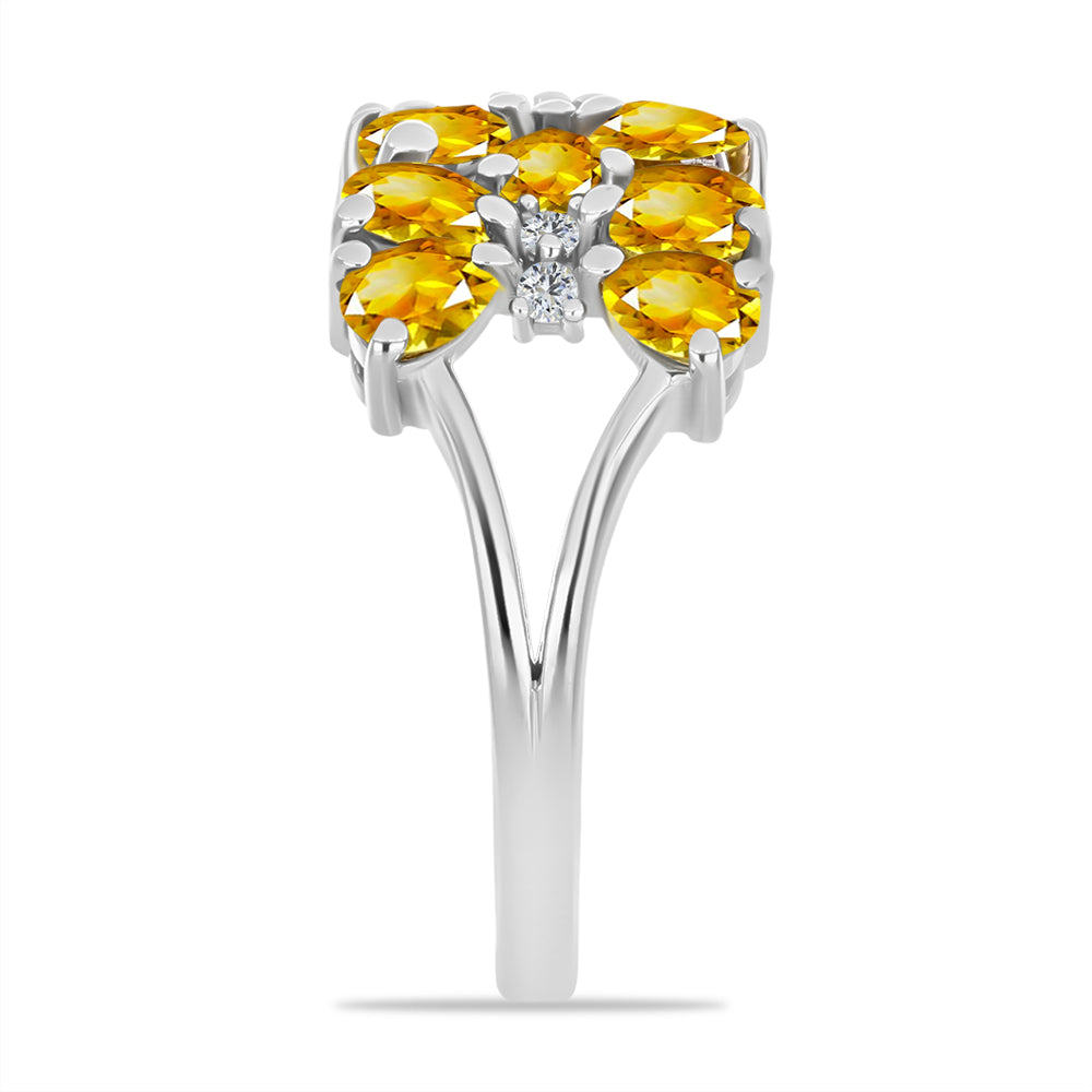 Inel din Argint 925 ( 3.2 grame ) cu Citrin Rio Golden și Topaz Alb 2.32 Carate 4 