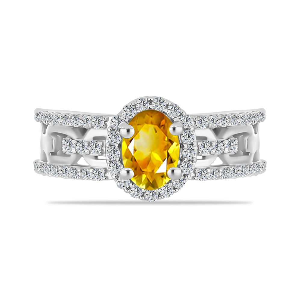 Inel din Argint 925 ( 3.53 grame ) cu Citrin Rio Golden și Topaz Alb 1.28 Carate 1 