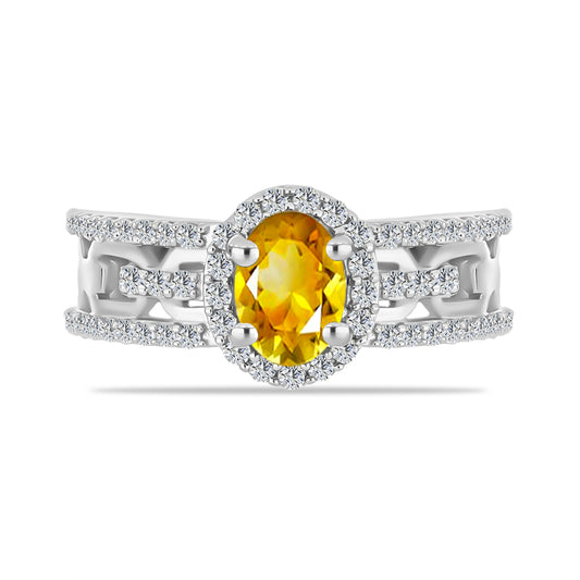 Inel din Argint 925 ( 3.53 grame ) cu Citrin Rio Golden și Topaz Alb 1.28 Carate