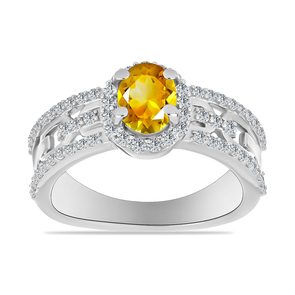 Inel din Argint 925 ( 3.53 grame ) cu Citrin Rio Golden și Topaz Alb 1.28 Carate 3 