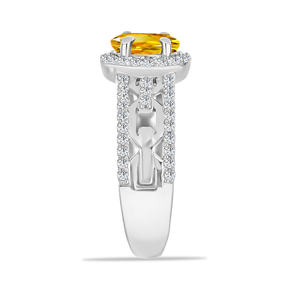 Inel din Argint 925 ( 3.53 grame ) cu Citrin Rio Golden și Topaz Alb 1.28 Carate 4 