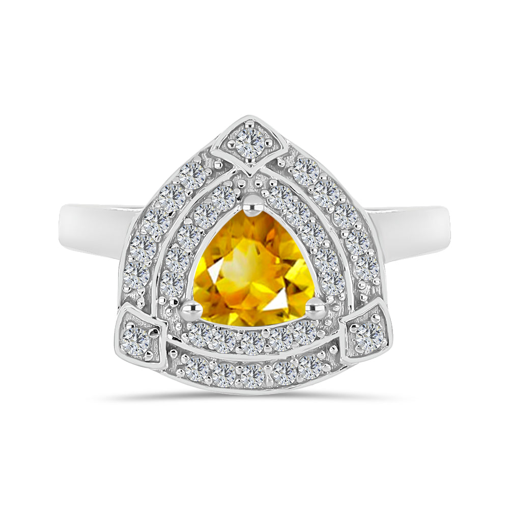 Inel din Argint 925 ( 2.98 grame ) cu Citrin Rio Golden și Topaz Alb 1.03 Carate 1 