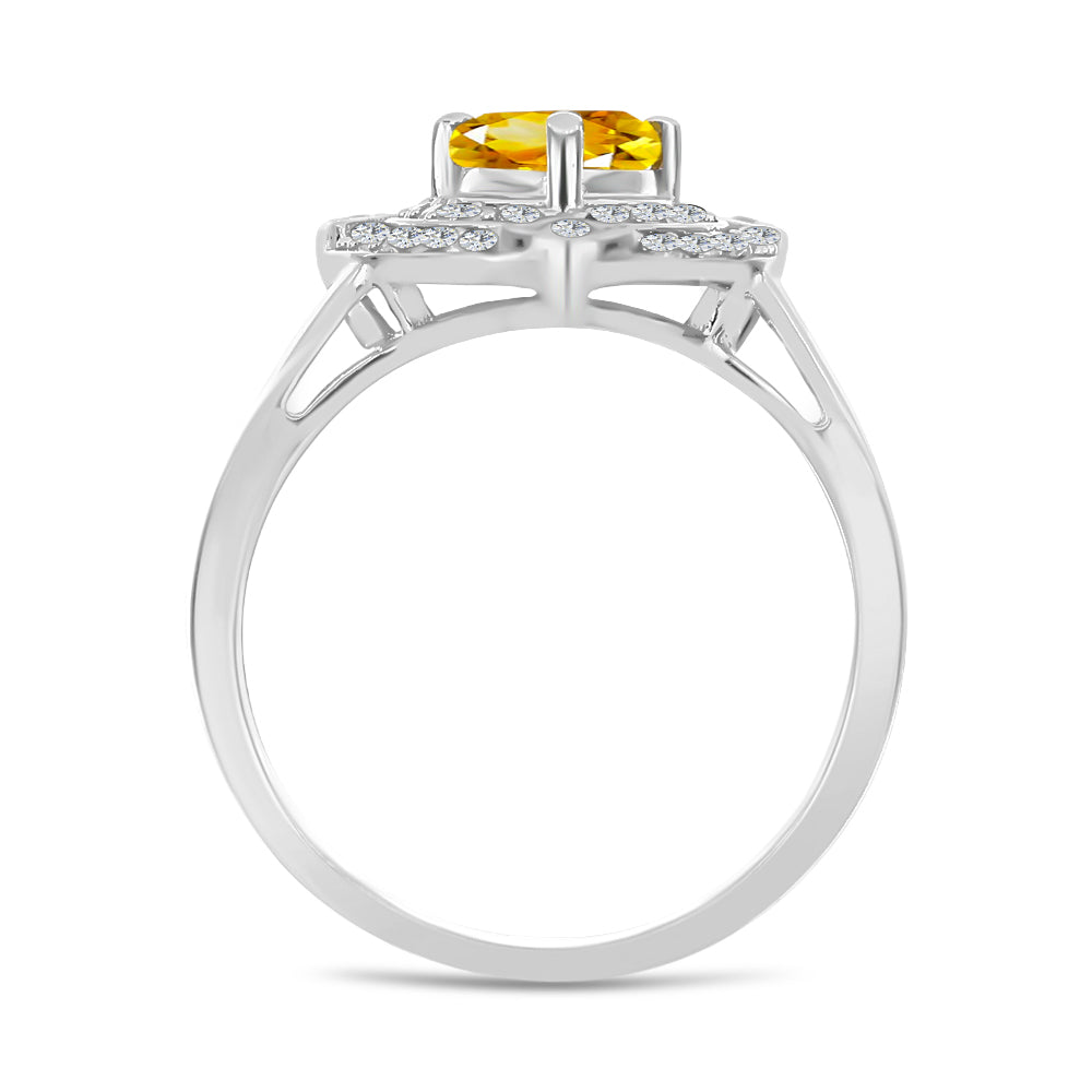 Inel din Argint 925 ( 2.98 grame ) cu Citrin Rio Golden și Topaz Alb 1.03 Carate 2 