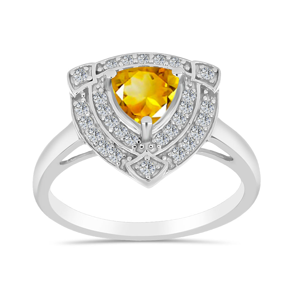 Inel din Argint 925 ( 2.98 grame ) cu Citrin Rio Golden și Topaz Alb 1.03 Carate 3 