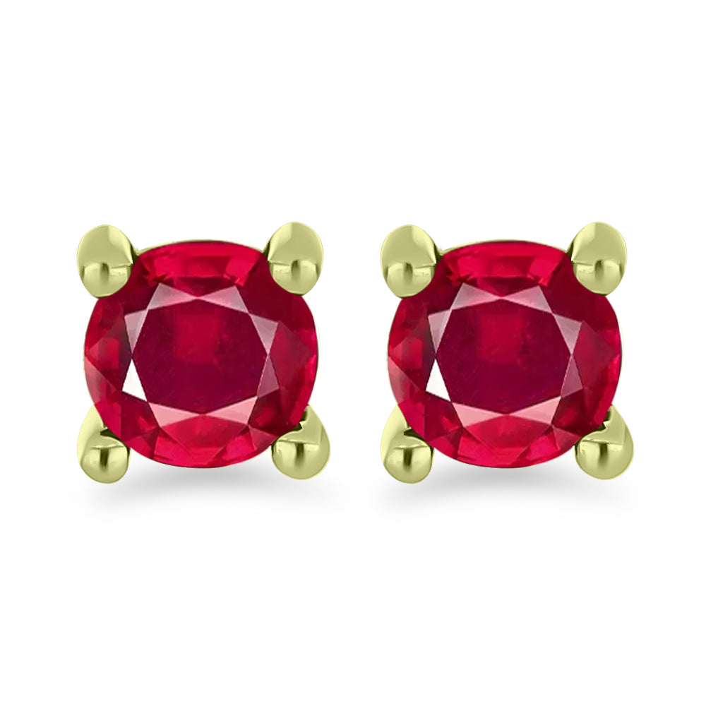 Set din Argint 925 Placat cu Aur ( 2.9 grame ) cu Diamant Alb și Rubin Malagasy 1.95 Carate ( Cercei )