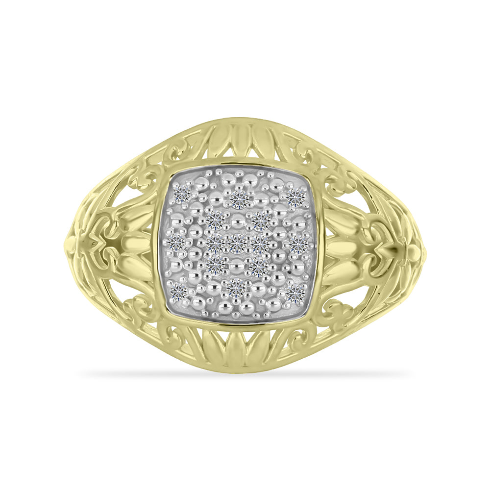 Inel din Argint 925 Placat cu Aur ( 3.94 grame ) cu Diamant Alb 0.11 Carate 1 