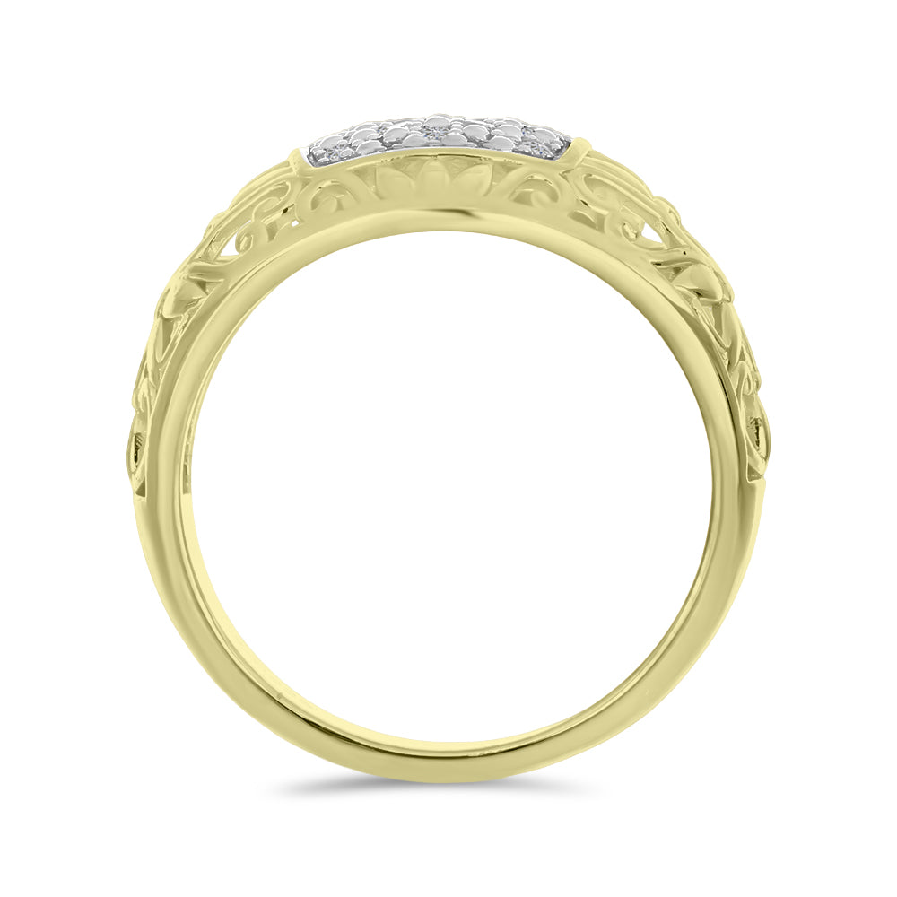 Inel din Argint 925 Placat cu Aur ( 3.94 grame ) cu Diamant Alb 0.11 Carate 2 