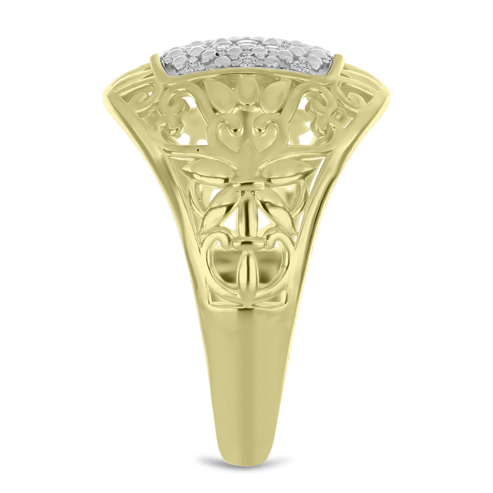 Inel din Argint 925 Placat cu Aur ( 3.94 grame ) cu Diamant Alb 0.11 Carate 4 