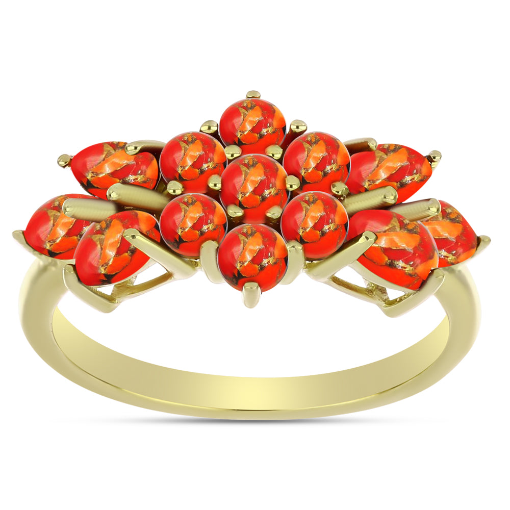 Inel din Argint 925 Placat cu Aur ( 3.2 grame ) cu Turcoaz Mohave 2.06 Carate 3 