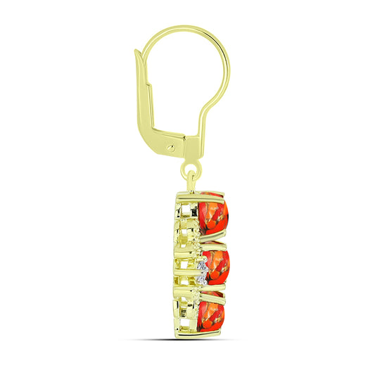 Cercei din Argint 925 Placat cu Aur ( 3.49 grame ) cu Turcoaz Mohave și Topaz Alb 2.26 Carate