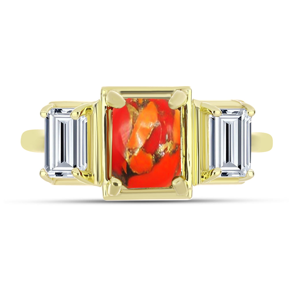 Inel din Argint 925 Placat cu Aur ( 3.15 grame ) cu Turcoaz Mohave și Topaz Alb 2.46 Carate