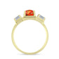 Inel din Argint 925 Placat cu Aur ( 3.15 grame ) cu Turcoaz Mohave și Topaz Alb 2.46 Carate