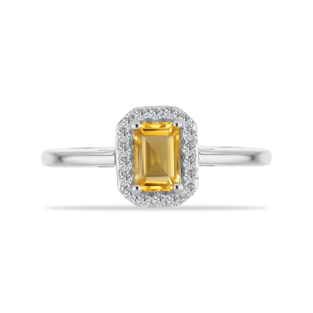 Inel din Argint 925 ( 2.06 grame ) cu Citrin Rio Golden și Topaz Alb 0.68 Carate 1 