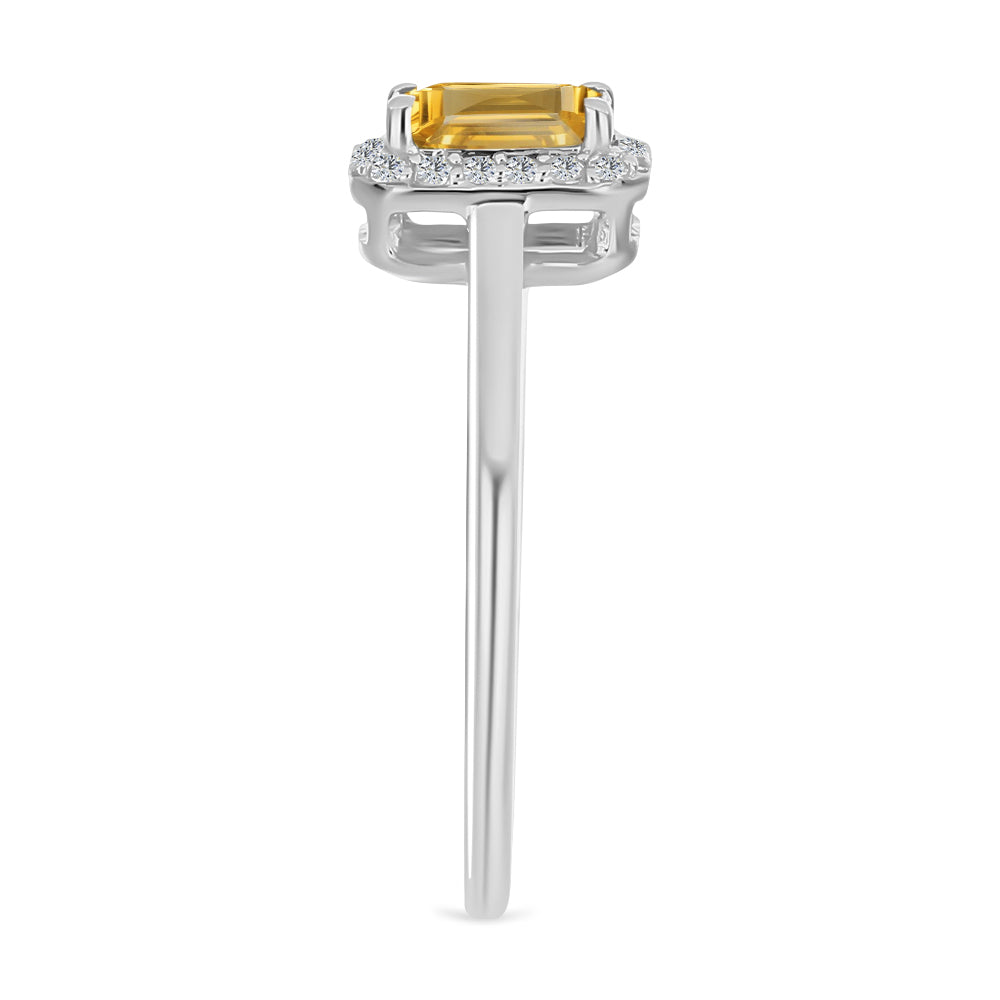 Inel din Argint 925 ( 2.06 grame ) cu Citrin Rio Golden și Topaz Alb 0.68 Carate 4 