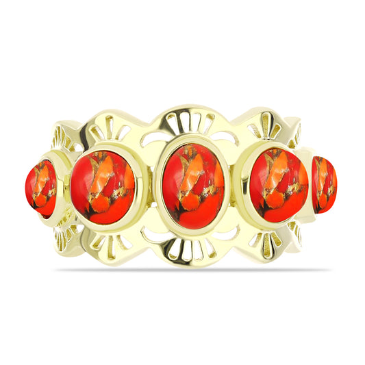 Inel din Argint 925 Placat cu Aur ( 5.45 grame ) cu Turcoaz Mohave 3.33 Carate