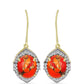 Cercei din Argint 925 Placat cu Aur ( 3.67 grame ) cu Turcoaz Mohave și Topaz Alb 6.07 Carate