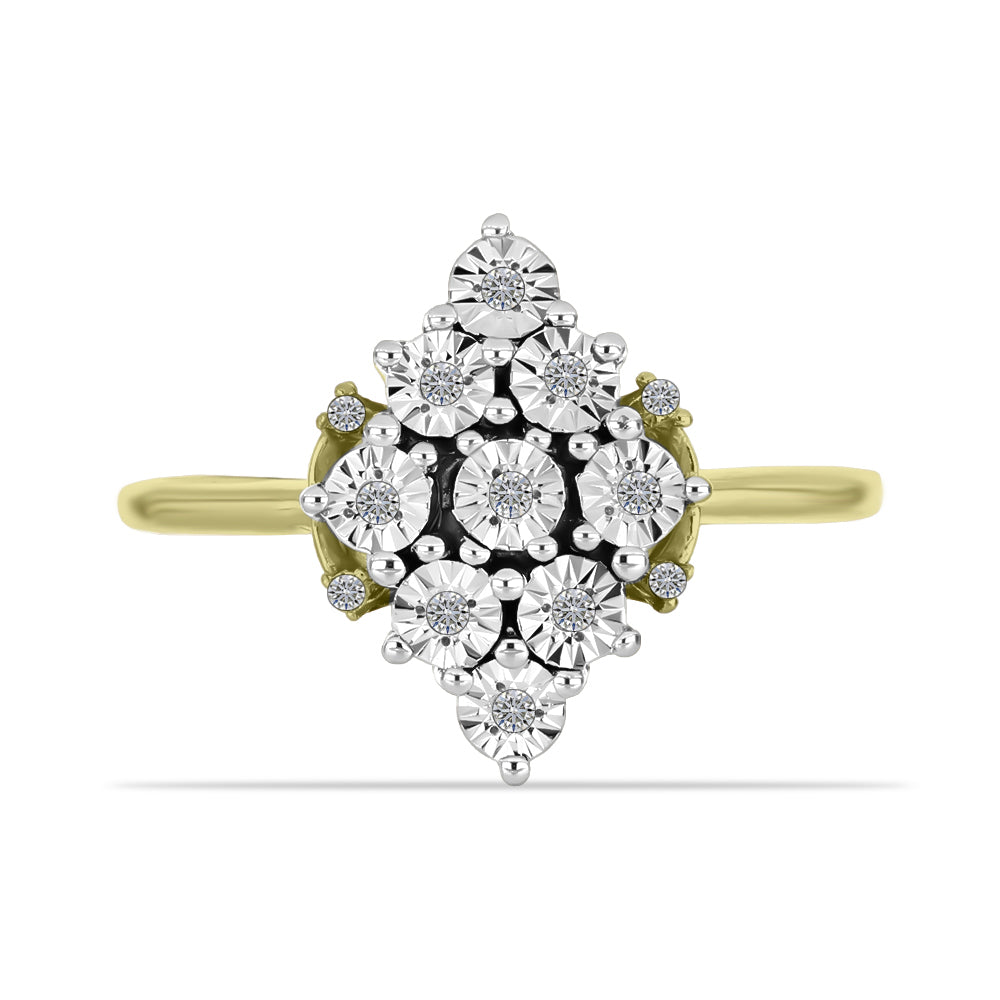 Inel din Argint 925 Placat cu Aur ( 3.18 grame ) cu Diamant Alb și Topaz Alb 0.08 Carate