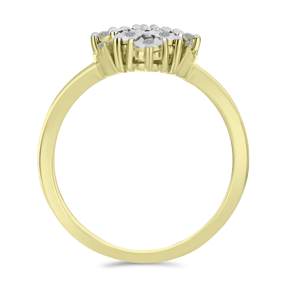 Inel din Argint 925 Placat cu Aur ( 3.18 grame ) cu Diamant Alb și Topaz Alb 0.08 Carate 2 