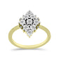 Inel din Argint 925 Placat cu Aur ( 3.18 grame ) cu Diamant Alb și Topaz Alb 0.08 Carate