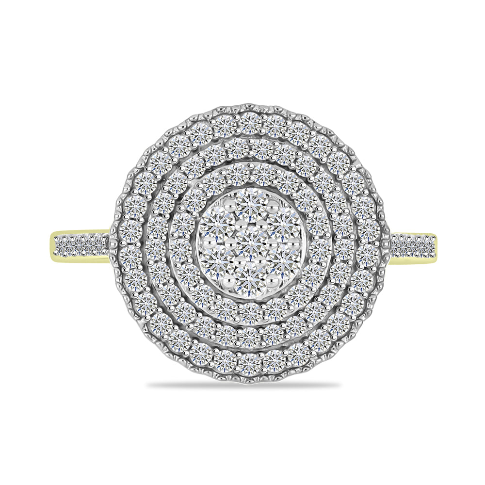 Inel din Argint 925 Placat cu Aur ( 3.62 grame ) cu Diamant Alb și Topaz Alb 0.86 Carate