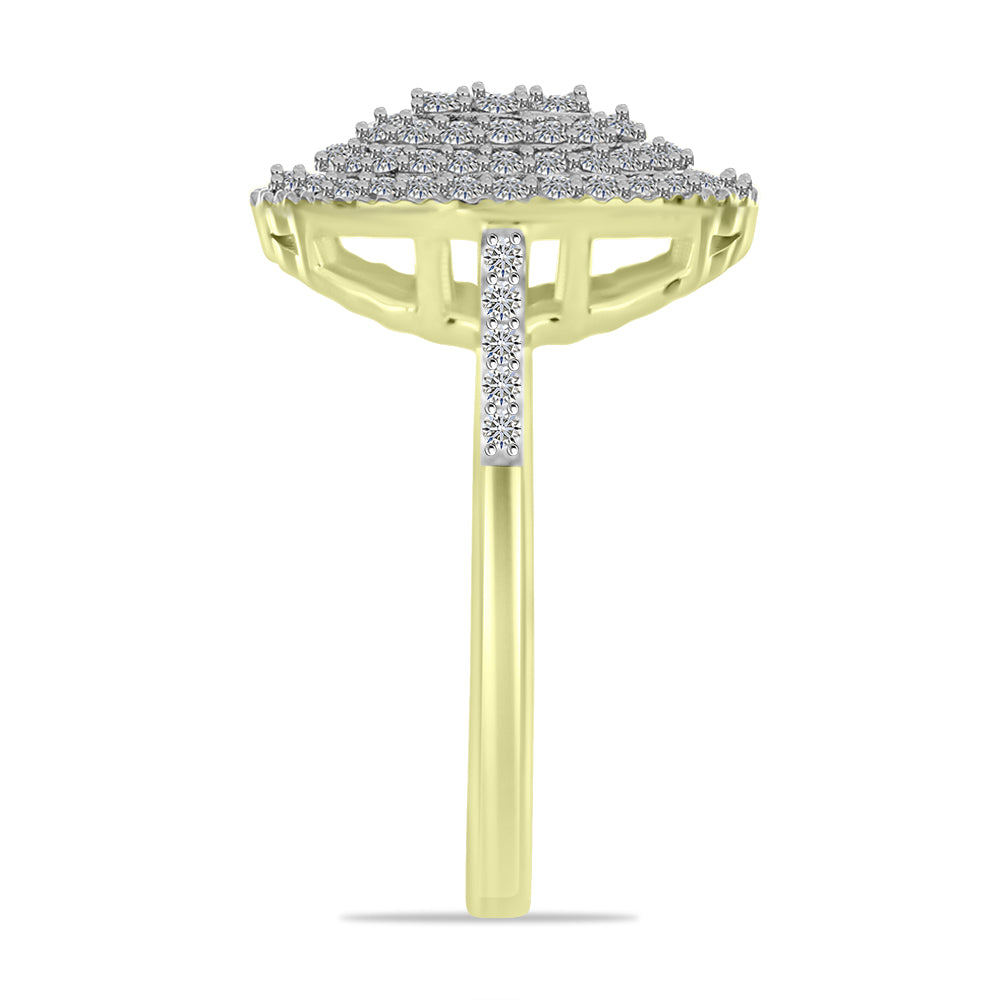 Inel din Argint 925 Placat cu Aur ( 3.62 grame ) cu Diamant Alb și Topaz Alb 0.86 Carate 4 
