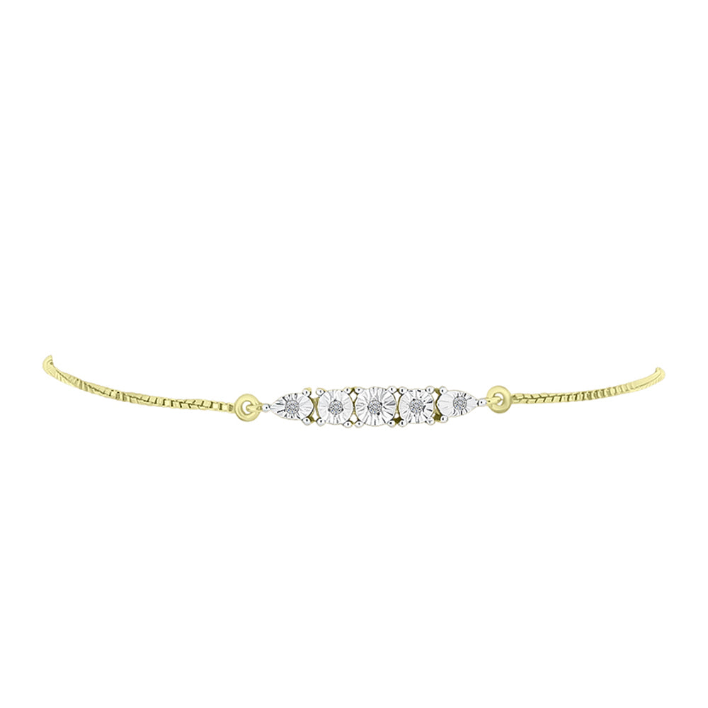 Brățară din Argint 925 Placat cu Aur ( 3.11 grame ) cu Diamant Alb 0.03 Carate 3 