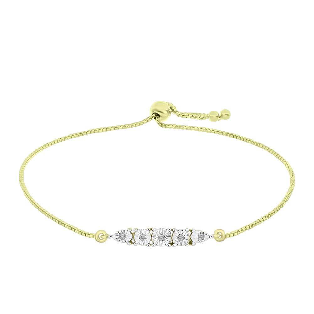 Brățară din Argint 925 Placat cu Aur ( 3.11 grame ) cu Diamant Alb 0.03 Carate 4 