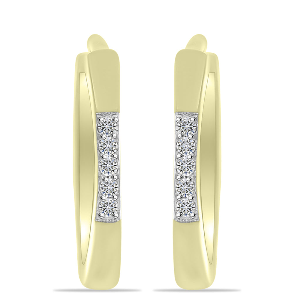 Cercei din Argint 925 Placat cu Aur ( 2.19 grame ) cu Diamant Alb 0.06 Carate 3 