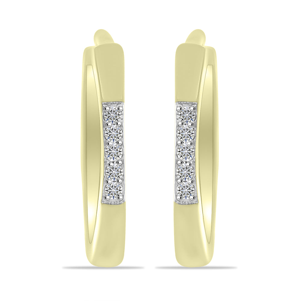 Cercei din Argint 925 Placat cu Aur ( 2.19 grame ) cu Diamant Alb 0.06 Carate