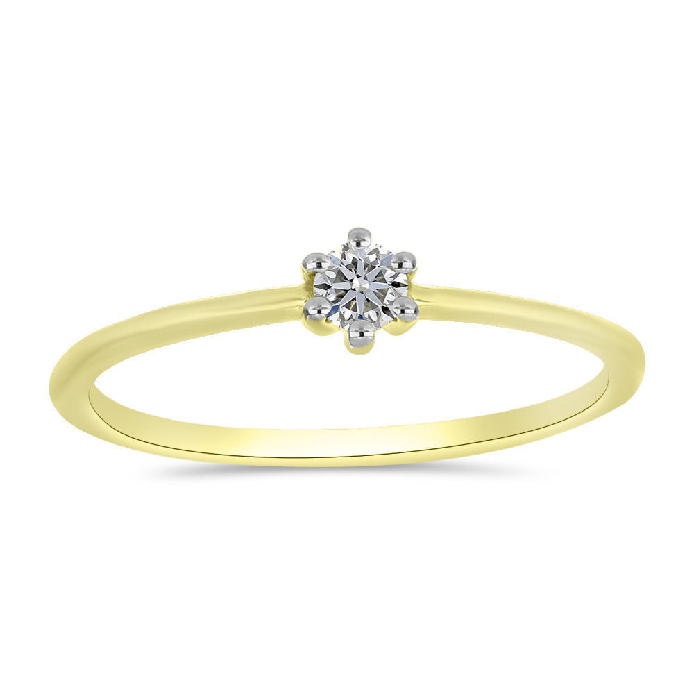 Inel din Argint 925 Placat cu Aur ( 0.85 grame ) cu Diamant Alb 0.11 Carate 3 