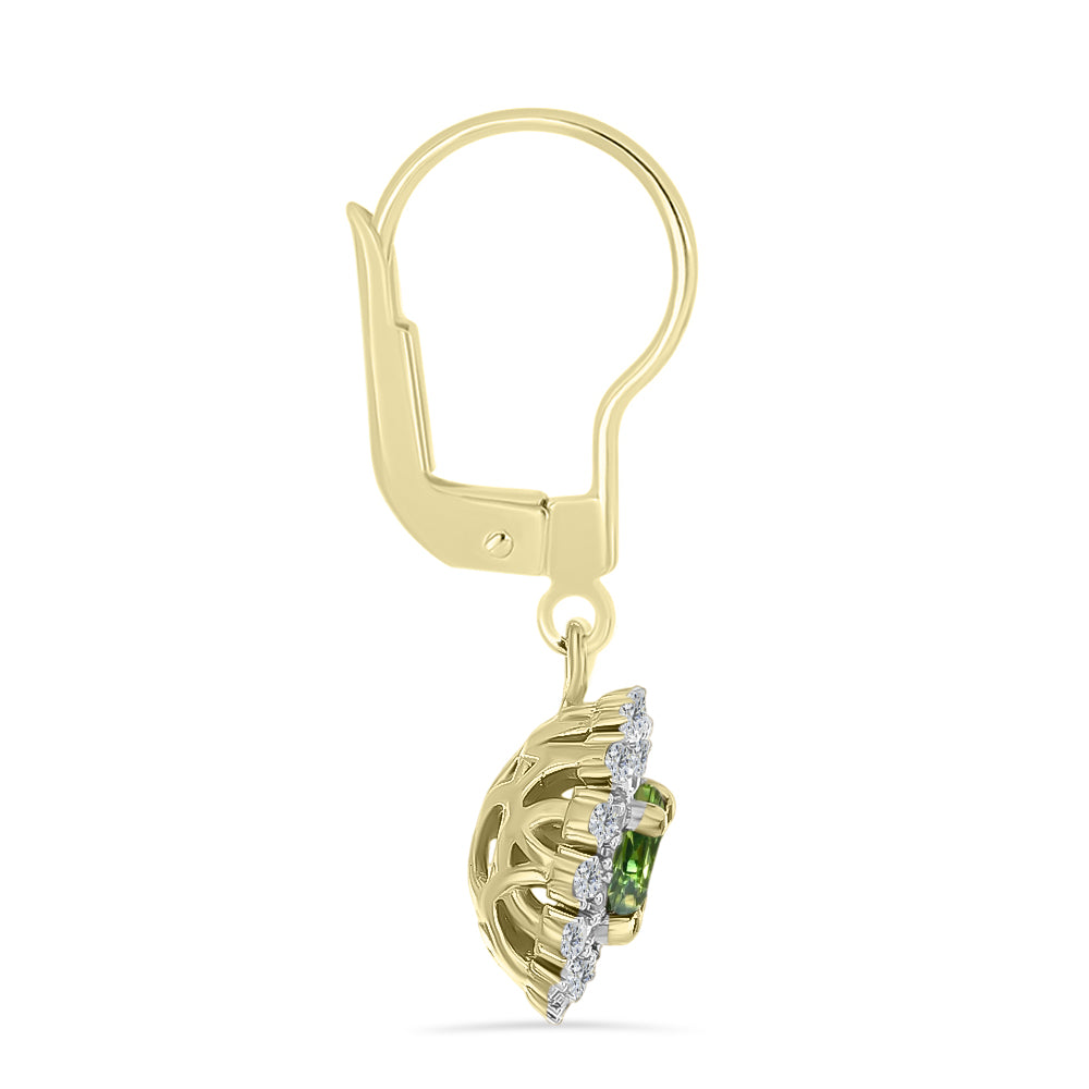 Cercei din Argint 925 Placat cu Aur ( 3.09 grame ) cu Safir verde și Topaz Alb 1.8 Carate 2 