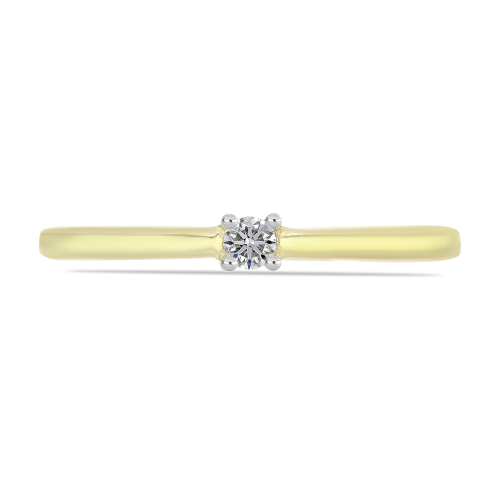 Inel din Argint 925 Placat cu Aur ( 1.46 grame ) cu Diamant Alb 0.07 Carate 1 