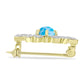 Broşă din Argint 925 Placat cu Aur ( 3.53 grame ) cu Larimar(Piatra delfinului) și Topaz Alb 1.83 Carate