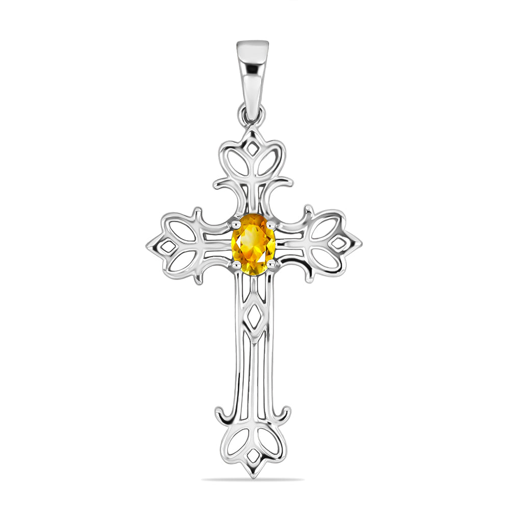 Cruce Pandantiv din Argint 925 ( 2.52 grame ) cu Citrin Rio Golden 0.41 Carate 1 