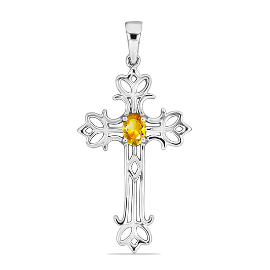 Cruce Pandantiv din Argint 925 ( 2.52 grame ) cu Citrin Rio Golden 0.41 Carate