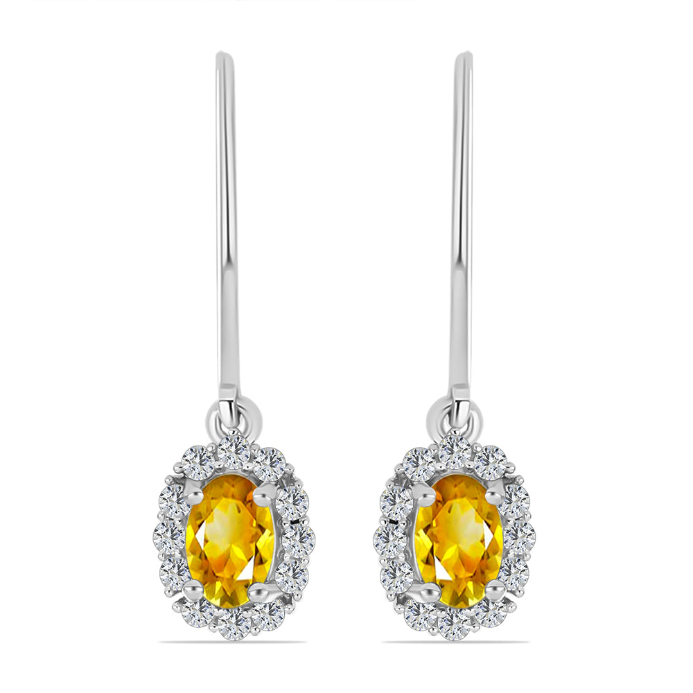 Cercei din Argint 925 ( 2.06 grame ) cu Citrin Rio Golden și Topaz Alb 1.27 Carate