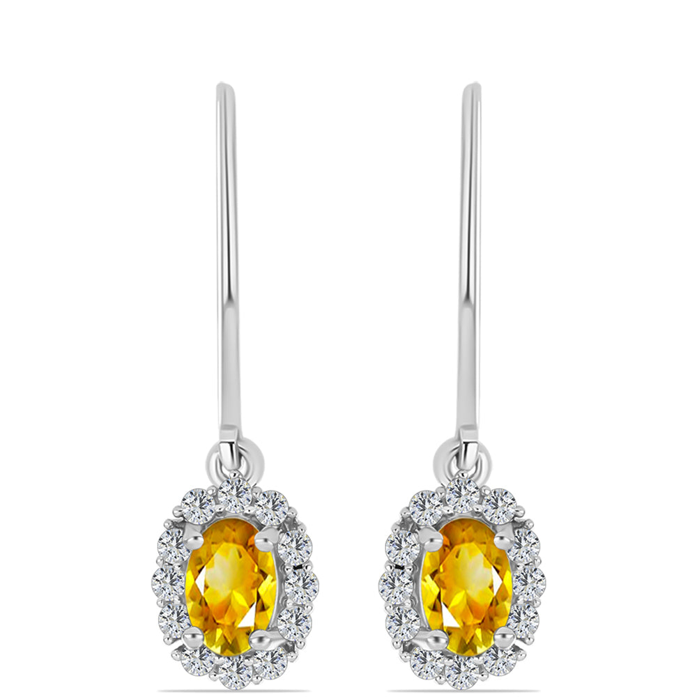 Cercei din Argint 925 ( 2.06 grame ) cu Citrin Rio Golden și Topaz Alb 1.27 Carate