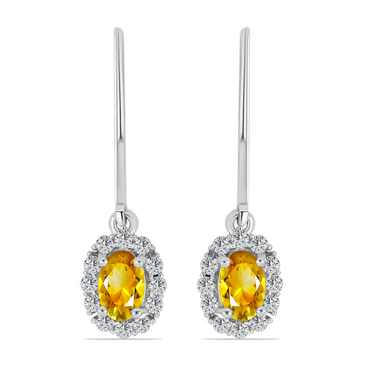 Cercei din Argint 925 ( 2.06 grame ) cu Citrin Rio Golden și Topaz Alb 1.27 Carate
