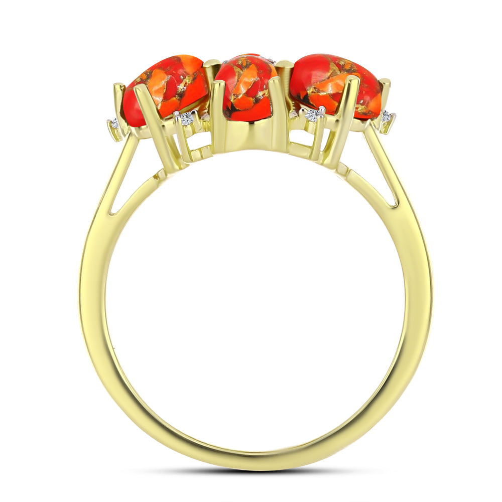 Inel din Argint 925 Placat cu Aur ( 4.23 grame ) cu Turcoaz Mohave și Topaz Alb 2.67 Carate 2 