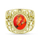 Inel din Argint 925 Placat cu Aur ( 6.54 grame ) cu Turcoaz Mohave 2.74 Carate