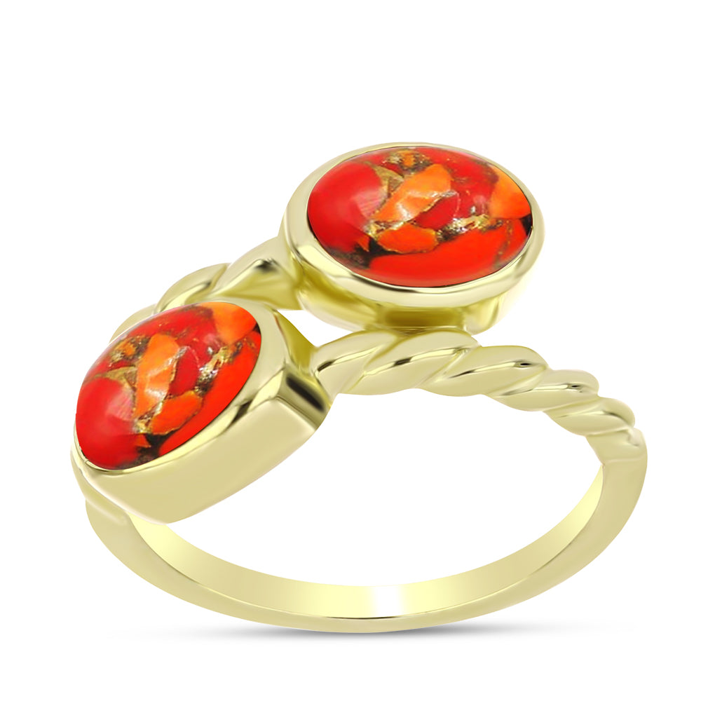 Inel din Argint 925 Placat cu Aur ( 3.35 grame ) cu Turcoaz Mohave 2 Carate
