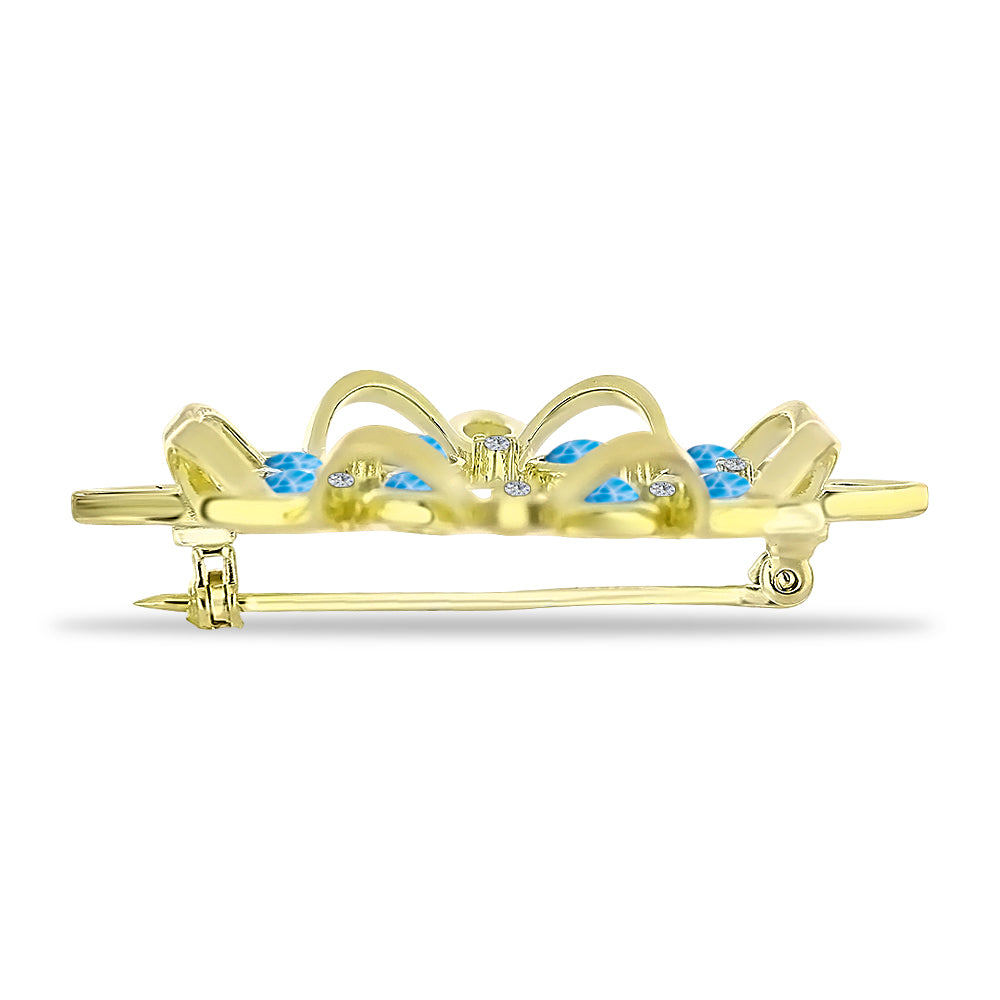 Broşă din Argint 925 Placat cu Aur ( 6.57 grame ) cu Larimar(Piatra delfinului) și Topaz Swiss Blue 2.65 Carate 2 