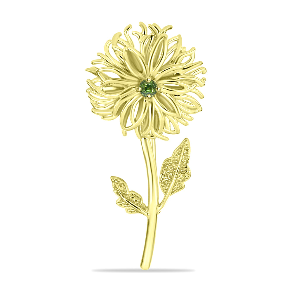Broşă din Argint 925 Placat cu Aur ( 3.28 grame ) cu Safir verde 0.08 Carate