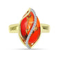 Inel din Argint 925 Placat cu Aur ( 5.63 grame ) cu Turcoaz Mohave și Topaz Alb 5.58 Carate