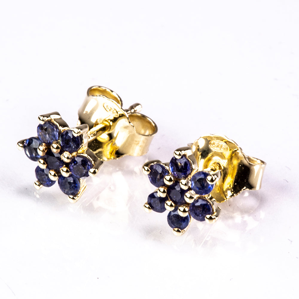 Cercei din Argint 925 Placat cu Aur ( 1.3 grame ) cu Safir Albastru Australian 0.78 Carate 1 