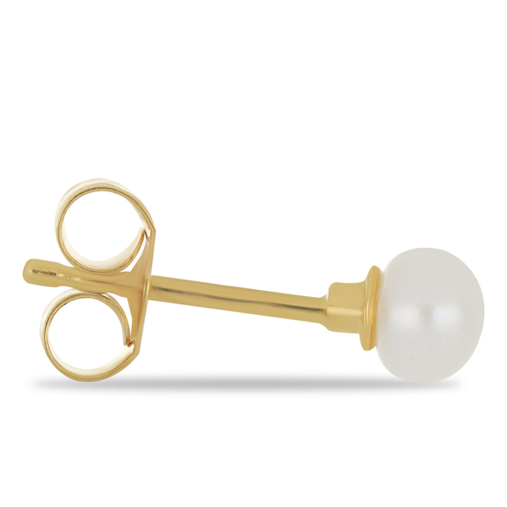 Cercei din Argint 925 Placat cu Aur ( 0.4 grame ) cu Perlă de Apă Dulce Albă 1.6 Carate 3 