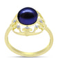 Inel din Argint 925 Placat cu Aur ( 2.98 grame ) cu Perlă de Cultură Neagră și Topaz Alb 3.84 Carate