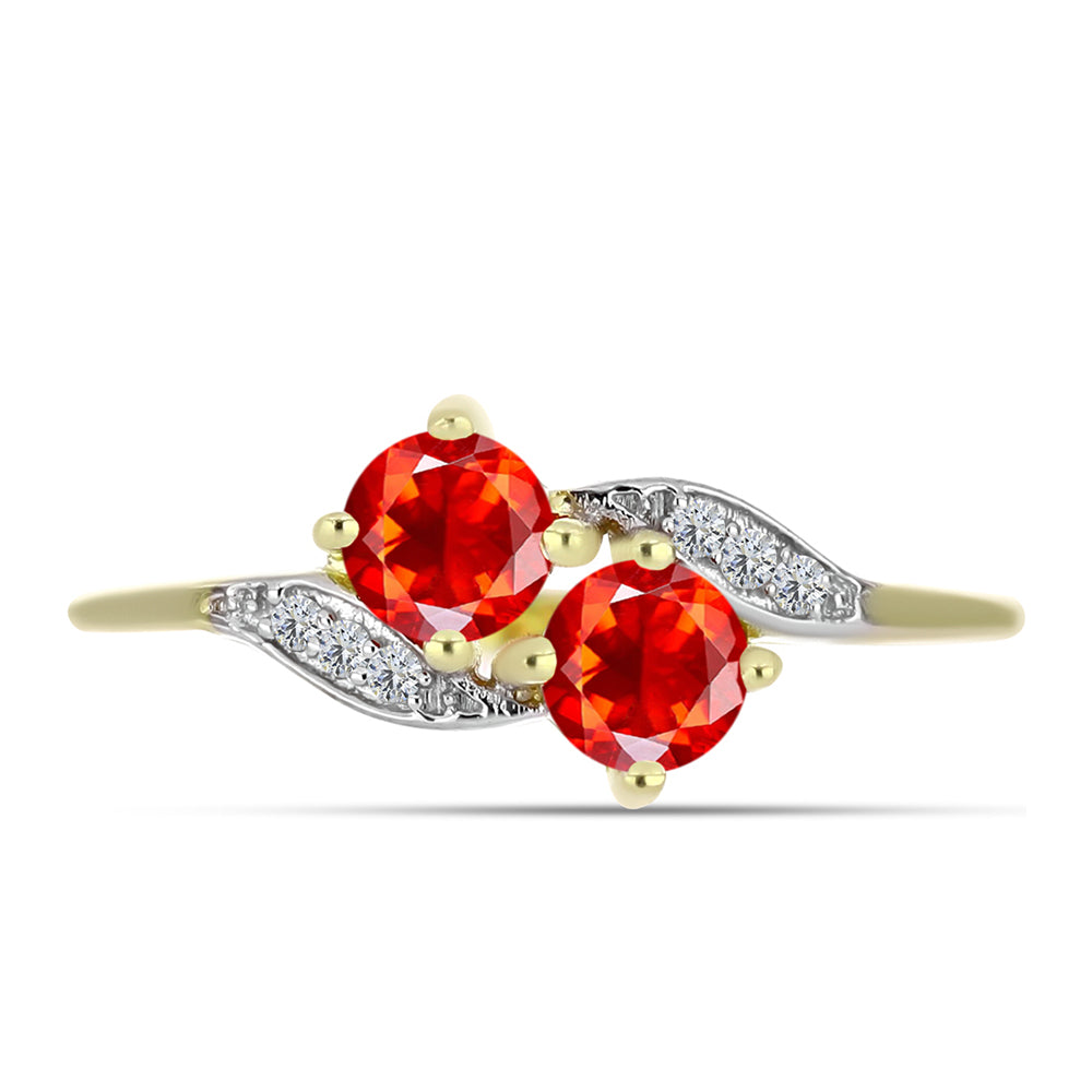 Inel din Argint 925 Placat cu Aur ( 1.89 grame ) cu Opal de Foc Lega Dembi și Topaz Alb 0.41 Carate 1 
