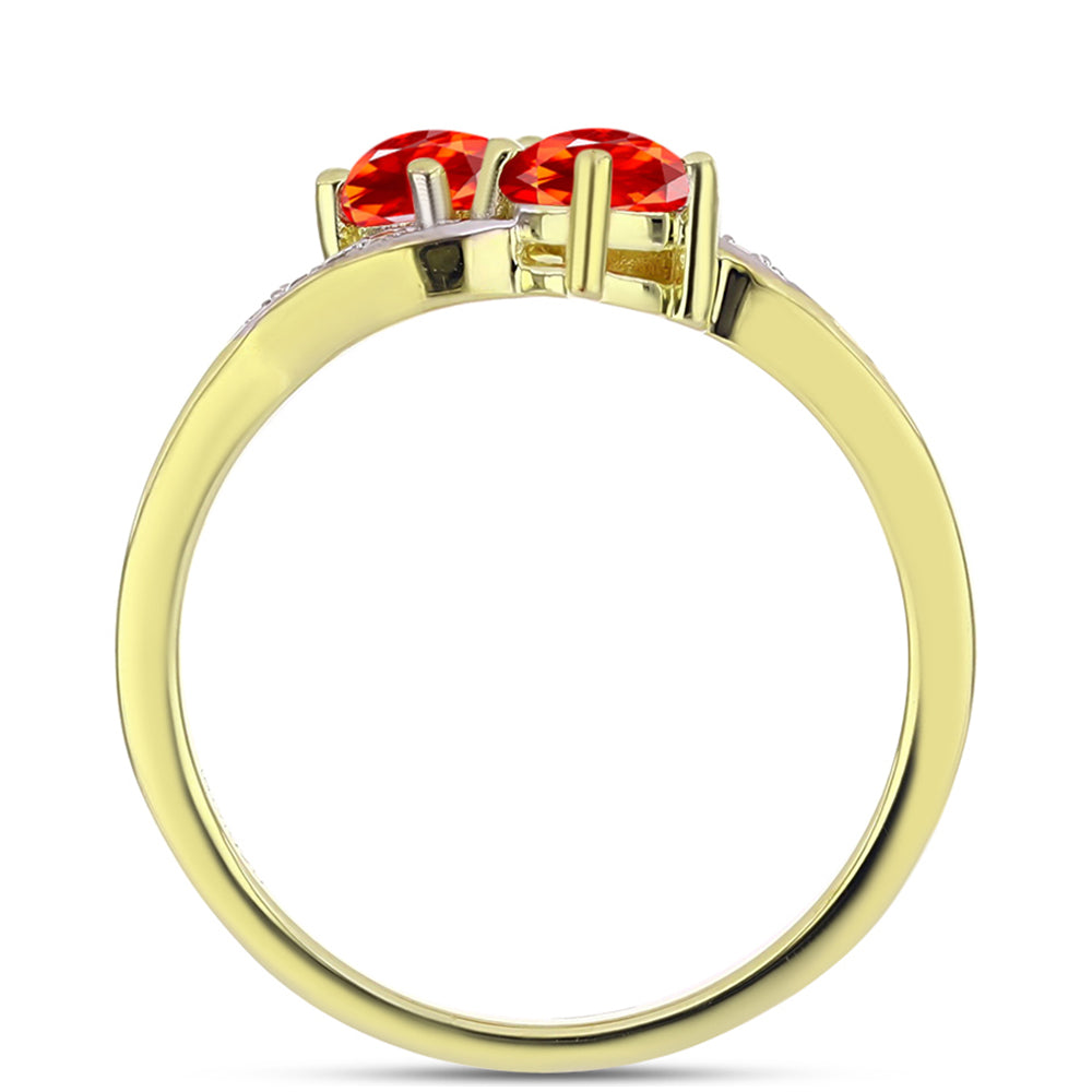 Inel din Argint 925 Placat cu Aur ( 1.89 grame ) cu Opal de Foc Lega Dembi și Topaz Alb 0.41 Carate 2 