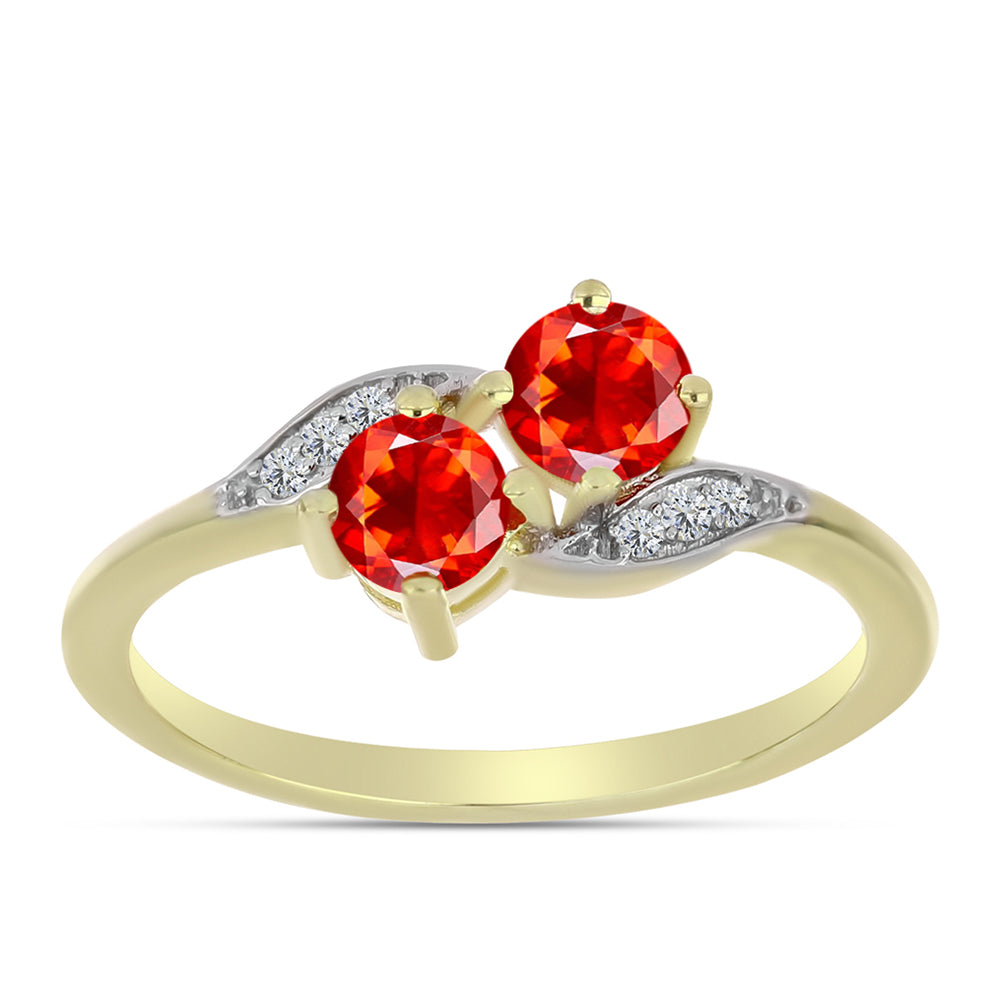 Inel din Argint 925 Placat cu Aur ( 1.89 grame ) cu Opal de Foc Lega Dembi și Topaz Alb 0.41 Carate